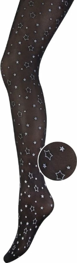 Merkloos Panty Meisjes - Glitter - Sterren - Zwart/Zilver - Maat140/152 3 Merkloos Panty Meisjes - Glitter - Sterren - Zwart/Zilver - Maat140/152