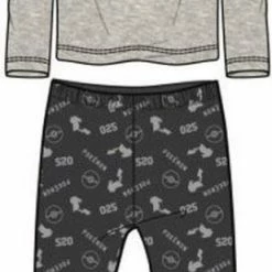 Pokémon Pyjama - Pikachu - Shortama Met Print - Grijs - 6-8 Jaar - 122/128 - Cadeuverpakking