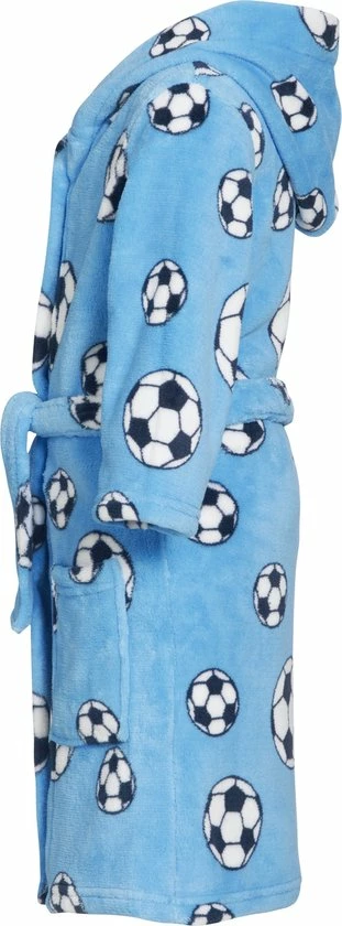 Playshoes - Fleece Badjas Met Capuchon - Voetbal Blauw - Maat 146-152cm 5 Playshoes - Fleece Badjas Met Capuchon - Voetbal Blauw - Maat 146-152cm - Afbeelding 3