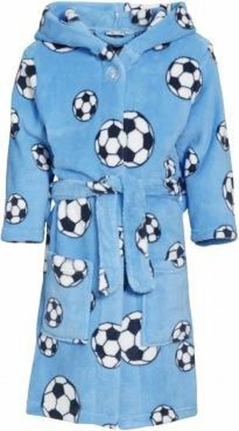 Playshoes - Fleece Badjas Met Capuchon - Voetbal Blauw - Maat 146-152cm 11 Playshoes - Fleece Badjas Met Capuchon - Voetbal Blauw - Maat 146-152cm - Afbeelding 9