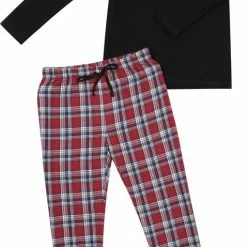 La V La-V Pyjama Sets Voor Jongens Met Geruite Flanel Broek Zwart/rood 170-176