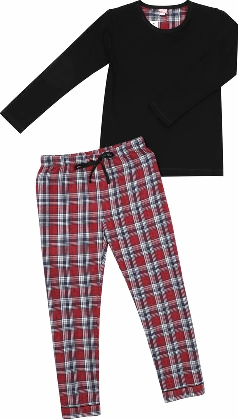 La V La-V Pyjama Sets Voor Jongens Met Geruite Flanel Broek Zwart/rood 170-176 3 La V La-V Pyjama Sets Voor Jongens Met Geruite Flanel Broek Zwart/rood 170-176