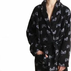 Merkloos Kinderbadjas Controllers – Zwarte Badjas Tieners - Fleece – Game Badjas - Maat 164