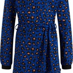 WE Fashion Meisjes Gestructureerde Jurk Met Dessin En Strikceintuur - Maat 122/128