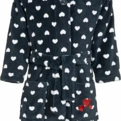 Playshoes - Fleece Badjas Met Capuchon Voor Meisjes - Blauw & Hartjes - Maat 146-152cm