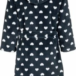 Playshoes - Fleece Badjas Met Capuchon Voor Meisjes - Blauw & Hartjes - Maat 146-152cm -Nike winkel 496x840 1