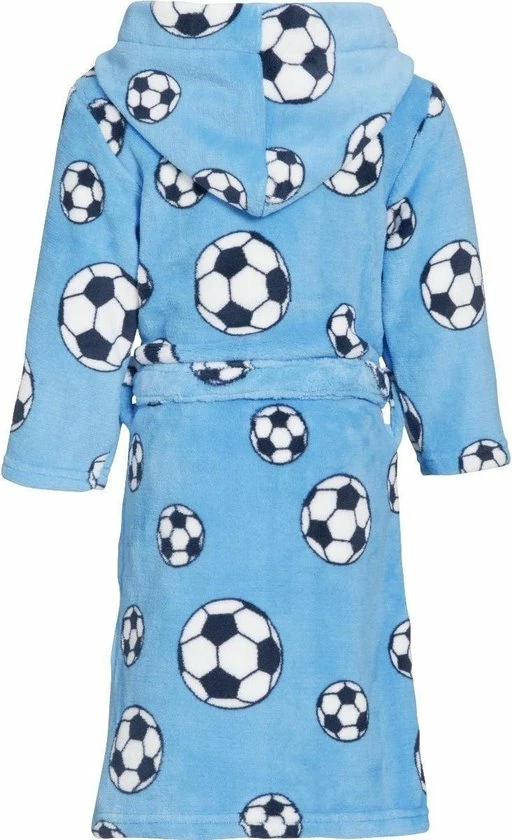 Playshoes - Fleece Badjas Met Capuchon - Voetbal Blauw - Maat 146-152cm 6 Playshoes - Fleece Badjas Met Capuchon - Voetbal Blauw - Maat 146-152cm - Afbeelding 4