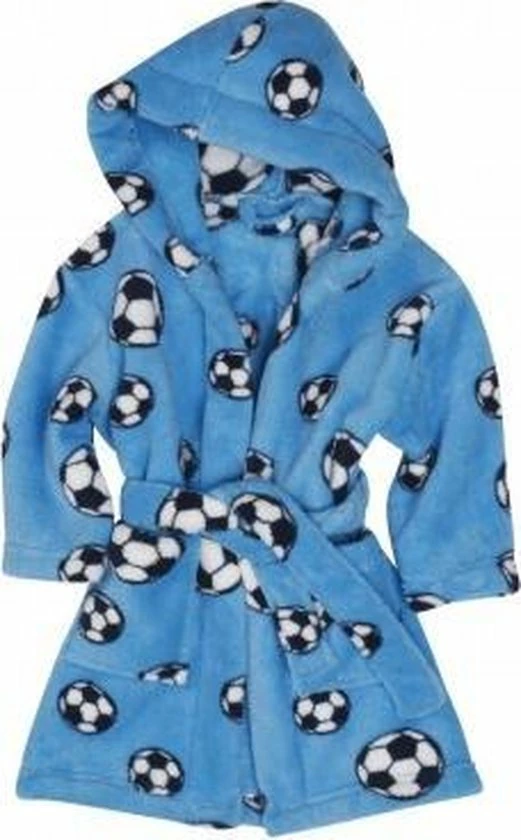 Playshoes - Fleece Badjas Met Capuchon - Voetbal Blauw - Maat 146-152cm 8 Playshoes - Fleece Badjas Met Capuchon - Voetbal Blauw - Maat 146-152cm - Afbeelding 6