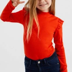 WE Fashion Meisjes T-shirt Met Volants En Ribstructuur - Maat 134/140 -Nike winkel 540x840