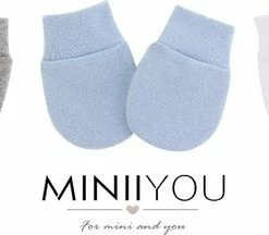 MINIIYOU 3 Paar - Newborn Baby Krabwantjes Blauw - Anti Krabwantjes