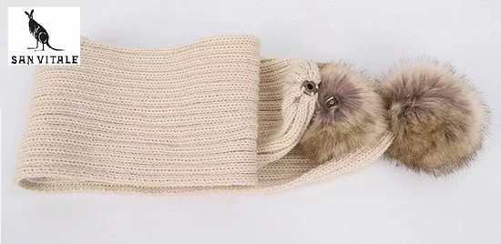 San Vitale® - Kindermuts En Sjaal - Winter Set - Wintermuts - Pompom - Camel 9 San Vitale® - Kindermuts En Sjaal - Winter Set - Wintermuts - Pompom - Camel - Afbeelding 7