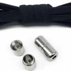 Merkloos Veters - (zwart) - Niet Strikken - Elastische Veters - No Tie - Schoenveters - Sportveters - Rond - Schoenveters - Kinderveters