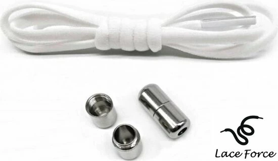 Lace Force Veters - (wit) - Niet Strikken - Elastische Veters - No Tie - Schoenveters - Sportveters - Rond - Schoenveters - Kinderveters 3 Lace Force Veters - (wit) - Niet Strikken - Elastische Veters - No Tie - Schoenveters - Sportveters - Rond - Schoenveters - Kinderveters