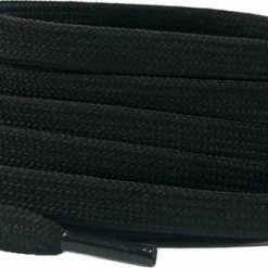 Veters.nl Platte Schoenveters 8mm Polyester Zwart 150cm