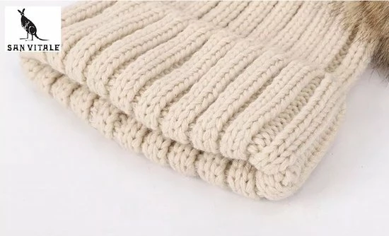 San Vitale® - Kindermuts En Sjaal - Winter Set - Wintermuts - Pompom - Camel 12 San Vitale® - Kindermuts En Sjaal - Winter Set - Wintermuts - Pompom - Camel - Afbeelding 10