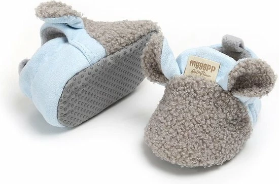 Schattige En Warme Myggpp Baby Slofjes Met Anti Slip Zool Blauw/grijs 6-12 Mnd/12 Cm 4 Schattige En Warme Myggpp Baby Slofjes Met Anti Slip Zool Blauw/grijs 6-12 Mnd/12 Cm - Afbeelding 2