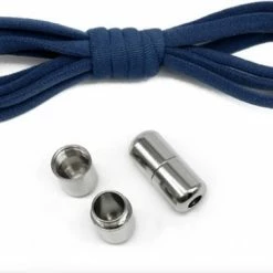 Merkloos Donker Blauwe Schoenveter Met Magneet Ronde Elastische Ideaal Voor Kinderen En Volwassenen - Magnetische Schoenveters Unisex