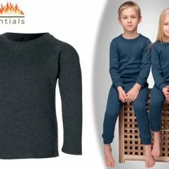 Therma -Tec Heat Essentials - Thermokleding Kinderen - ThermoShirt - 140-146 - Antraciet Grijs - Thermo Ondergoed - Thermo Shirt Lange Mouwen