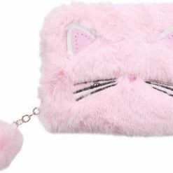 Hobby Fans Portemonnee Dames - Portefeuille Meisje - Portemonnee Kinderen - Fluffy Kat Lichtroze - 13 X 10 X 2 CM