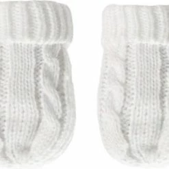 Softtouch Gebreide Baby Winter Wantjes - Wit - Maat 0-6 Mnd