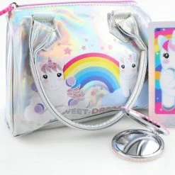Handtas Unicorn Parelmoer + Smartphone Schrijfboekje + Make-up Spiegel – Eenhoorn Kinder Cadeauset Voor Meisjes – CBS1 -Nike winkel 550x417 1
