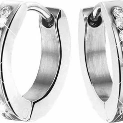 Lucardi Oorbellen - Stalen Kinderoorbellen Wit Kristal