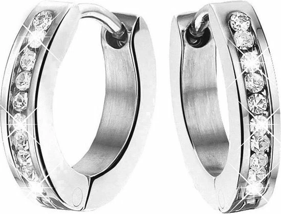 Lucardi Oorbellen - Stalen Kinderoorbellen Wit Kristal 3 Lucardi Oorbellen - Stalen Kinderoorbellen Wit Kristal