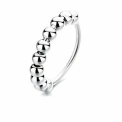 Estacks Anxiety Ring (Angst) - Stress Ring - Fidget Ring - Anxiety Ring - Silver Draaibare Ring Dames - Spinning Ring - Spinner Ring - Maat 16,5 ( 16,95 Mm)