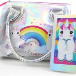 Handtas Unicorn Parelmoer + Smartphone Schrijfboekje + Make-up Spiegel – Eenhoorn Kinder Cadeauset Voor Meisjes – CBS1 -Nike winkel 550x467