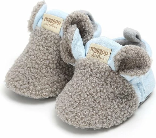 Schattige En Warme Myggpp Baby Slofjes Met Anti Slip Zool Blauw/grijs 6-12 Mnd/12 Cm 3 Schattige En Warme Myggpp Baby Slofjes Met Anti Slip Zool Blauw/grijs 6-12 Mnd/12 Cm