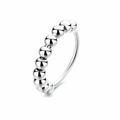 Estacks Anxiety Ring - Stress Ring - Fidget Ring - Anxiety Ring - Silver Draaibare Ring Dames - Spinning Ring - Spinner Ring - Maat 17 (53,4 Mm)