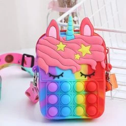 Akyol Pop It Tasje | - Love You Pop It Tasje - Fidget Toys - Fidget Unicorn Schoudertas - Pop It Unicorn Tasje - Schoudertasje Pop It - Regenboog - Rainbow Unicorn Pop It Bag - Kerst Cadeau Tas - Fidget Popit Unicorn Tas - Cadeautip - Unicorn Sling