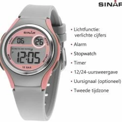 Sinar XE-64-9 Digitaal Horloge 36 Mm 100 Meter Grijs/ Roze -Nike winkel 550x525