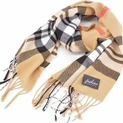 Fashion Favorite Ruit Sjaal - Beige/Zwart/Rood | Kinderen/Volwassenen | Polyester | 170 X 32 Cm