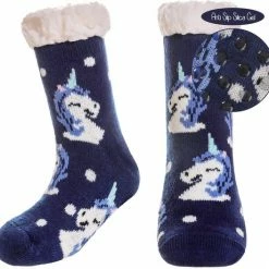 JAXY - Huissokken Kinderen - Verwarmde Sokken - Anti Slip Sokken - Huissokken - Bedsokken - Warme Sokken - Kerstcadeau Voor Kinderen - Thermosokken - Dikke Sokken - Fluffy Sokken - Kerstsokken - Maat 32-35 - Unicorns Donkerblauw -Nike winkel 550x527