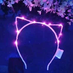 Akyol Katten Haarband Lichtgevend | Diadeem | Kinderen Haarband | Meisjes Diadeem – Katten Haarband - Kinderen Diadeem -haarband Lichtgevend - Katten Diadeem -Haar Accessoire | Hoofdband Met Kattenoren | Verkleden | Kerstcadeau | Sinterklaa