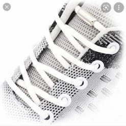 Lacetty - Elastische Veters - Met Metalen Draaisluiting - Plat - 100 Cm - Wit - Lock Veters - Sneaker Veter - Lock Laces