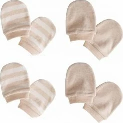 MINIIYOU Per 4 Paar (8 Stuks) Krabwantjes Baby 3-9 Maanden Beige