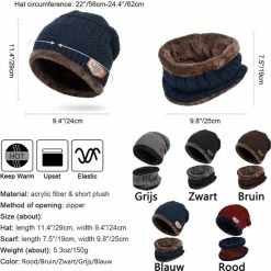 Geweo Hoed Colsjaal Handschoenen Set - Mutsen - Sjaal - Handschoenen - Gebreide Baggy Warme Muts - Wintermuts Gevoerd Wol - Unisex - Kerst Geschenk - Blauw - Kerstmis - Kerstfeest - Christmas Gift -Nike winkel 550x550 146