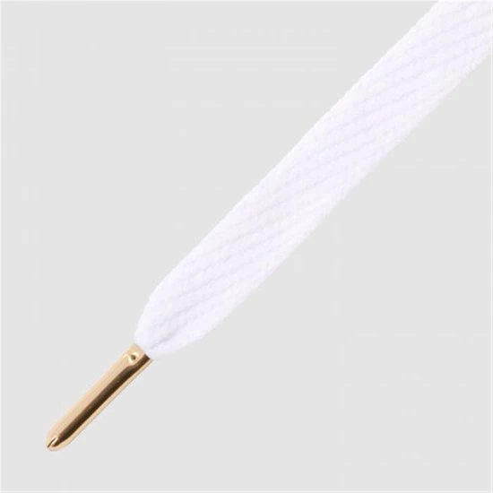 Mr. Lacy - Schoenveters - Flatties Plat - Wit Met Golden Tip - Veterlengte 130 Cm 3 Mr. Lacy - Schoenveters - Flatties Plat - Wit Met Golden Tip - Veterlengte 130 Cm