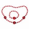 Fako Bijoux® - Kinderketting En Armband - Hout - Lieveheersbeestje - Rood/Wit - Sinterklaas & Kerst