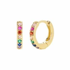 Fashion Favorite Zirkonia Oorringen Goudkleurig / Multicolor - 8 Mm X 3mm | Scharniersluiting