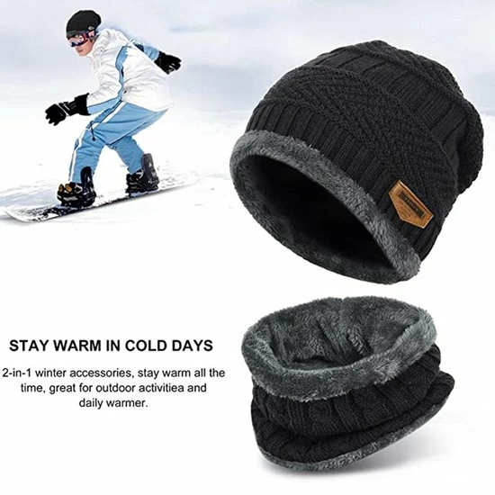 Geweo Hoed Colsjaal Handschoenen Set - Mutsen - Sjaal - Handschoenen - Gebreide Baggy Warme Muts - Wintermuts Gevoerd Wol - Unisex - Kerst Geschenk - Zwart - Kerstmis - Kerstfeest - Christmas Gift 8 Geweo Hoed Colsjaal Handschoenen Set - Mutsen - Sjaal - Handschoenen - Gebreide Baggy Warme Muts - Wintermuts Gevoerd Wol - Unisex - Kerst Geschenk - Zwart - Kerstmis - Kerstfeest - Christmas Gift - Afbeelding 6