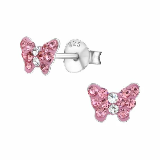 Zilveren Kinderoorbellen Vlinder Roze 24 Kristal Small | Oorknopjes Meisje Zilver | Zilverana | Sterling 925 Silver 3 Zilveren Kinderoorbellen Vlinder Roze 24 Kristal Small | Oorknopjes Meisje Zilver | Zilverana | Sterling 925 Silver