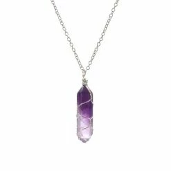 Kasey Amethist In Crystal Wrap Aan Zilverkleurige Ketting - Amethist Hanger