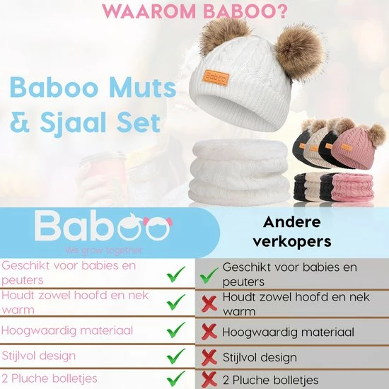Baboo Baby Muts & Sjaal - Baby Kleding Jongens En Meisjes - Winter Kinderkleding - 0 Tot 2 Jaar - Onesize - Wit 10 Baboo Baby Muts & Sjaal - Baby Kleding Jongens En Meisjes - Winter Kinderkleding - 0 Tot 2 Jaar - Onesize - Wit - Afbeelding 8
