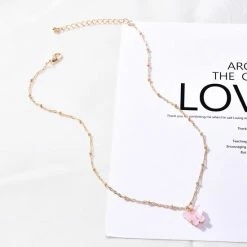 Goldenspot Vlinder Ketting - Ketting Met Vlinder - Goudkleurig - Roze -Nike winkel 550x550 414