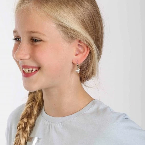 Lucardi Zilveren Kinderoorbellen - Paard 4 Lucardi Zilveren Kinderoorbellen - Paard - Afbeelding 2