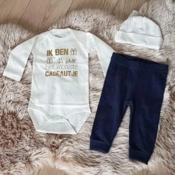 Merkloos MM Baby Cadeau Geboorte Jongen Meisje Set Met Tekst Aanstaande Zwanger Kledingset Pas Geboren Babykleding Babyset Aankondiging Bekendmaking Zwangerschap Kerstcadeau Mijn Eerste Kerstmis Sinterklaas Kerstpakje Pakje Kleding Kerstkleding Kerstcadeau