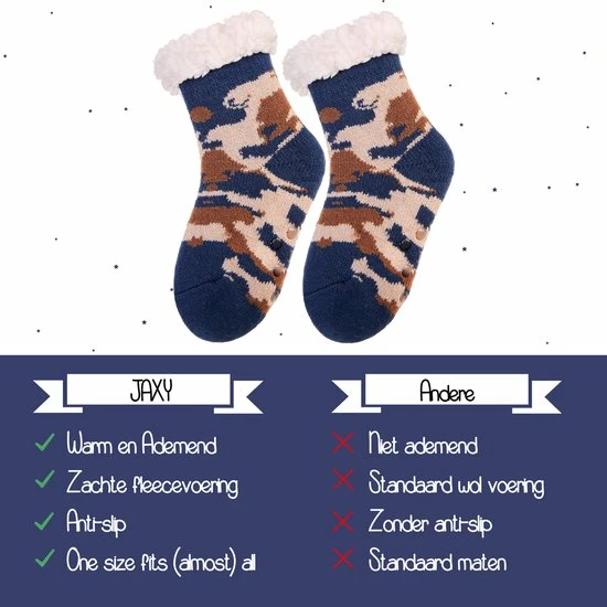 JAXY - Huissokken Dames - Verwarmde Sokken - Anti Slip Sokken - Huissokken - Bedsokken - Warme Sokken - Kerstcadeau Voor Vrouwen - Thermosokken - Dikke Sokken - Fluffy Sokken - Kerstsokken Dames En Heren - Maat 28-31 - Camo Blauw/Bruin 7 JAXY - Huissokken Dames - Verwarmde Sokken - Anti Slip Sokken - Huissokken - Bedsokken - Warme Sokken - Kerstcadeau Voor Vrouwen - Thermosokken - Dikke Sokken - Fluffy Sokken - Kerstsokken Dames En Heren - Maat 28-31 - Camo Blauw/Bruin - Afbeelding 5